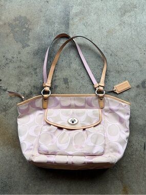 Vintage Y2K Coach Leah Signature Tote Bag - Light Pink Monogram